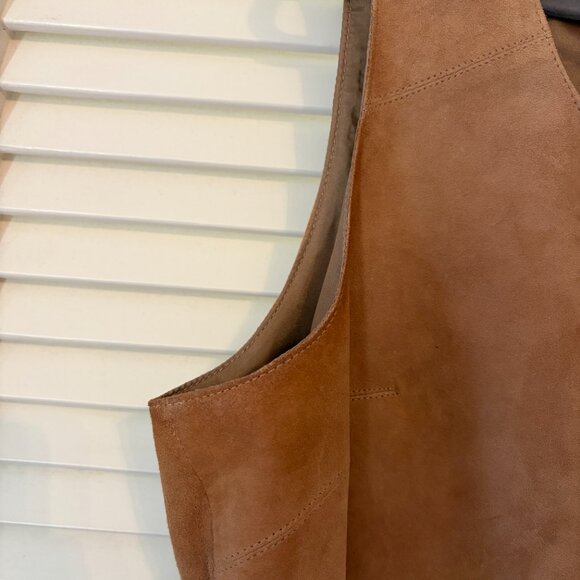 Talbots suede tank shell top XL camel tan brown *has flaw* - Picture 5 of 9